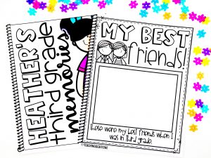 end of the year memory book cover and my best friends page
